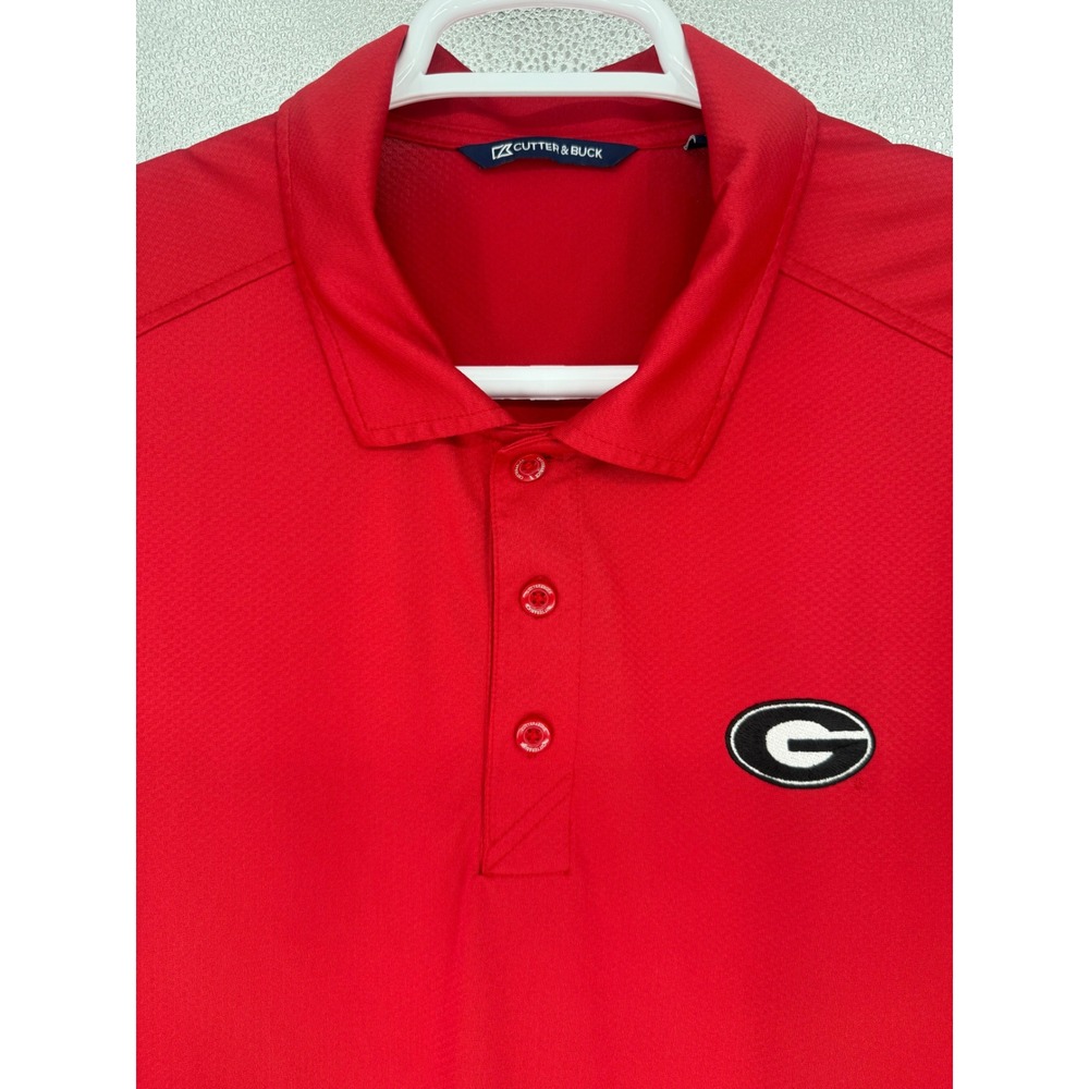 Cutter and Buck Red Georgia Bulldogs Polo Shirt Men's L G Performance Golf‎
